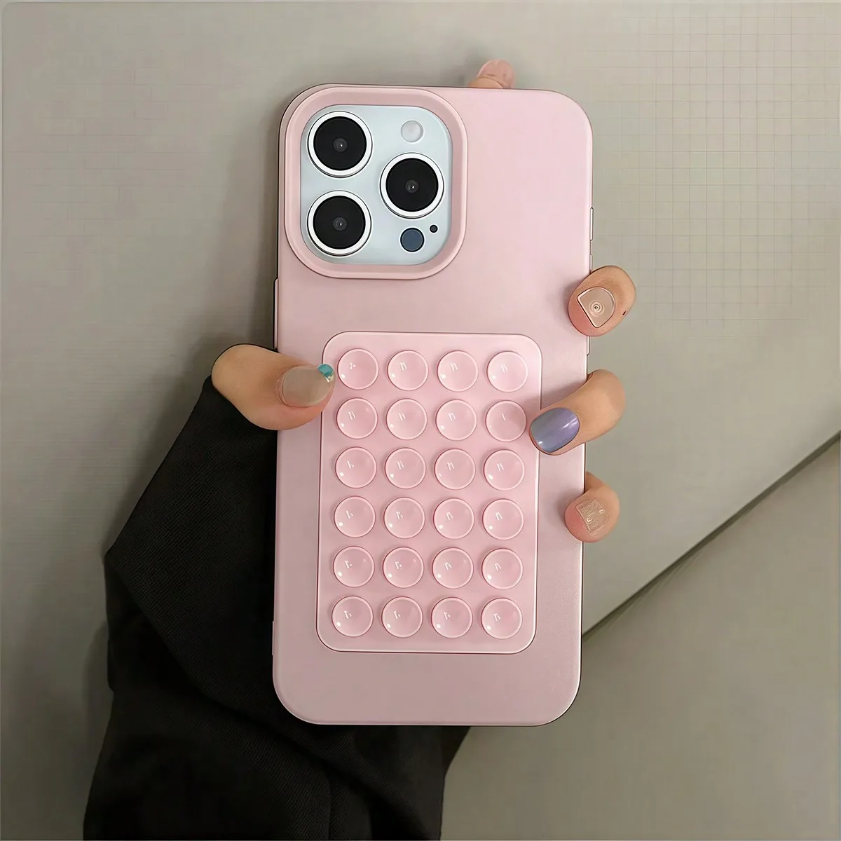 3D-Saugnapf-Ständer, Litschi-Muster, Handyhülle für iPhone 17 – Bild 3