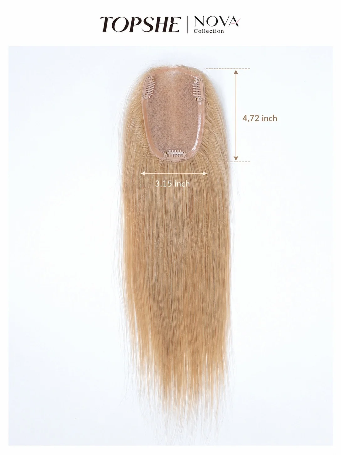 TOPSHE 14 Zoll Honigblondes Echthaar-Haarteil mit Schweizer – Bild 6