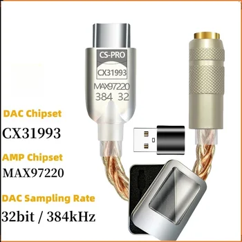 Verbesserter digitaler Klangverstärker CX31993 MAX97220 Chip Typ C 3,5 mm AMP HiFi-Adapter 32Bit/384kHz