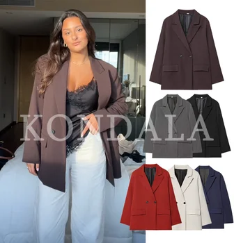 KONDALA Eleganter Zweireiher-Anzug für Damen, Trendiger Pendler-Blazer mit Revers, Frühjahr/Sommer 2026