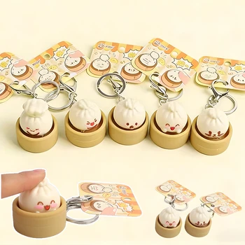 Niedliche Gedämpfte Brötchen-Quetsch-Schlüsselanhänger Realistisches Dimsum-Design Weiches Langsam