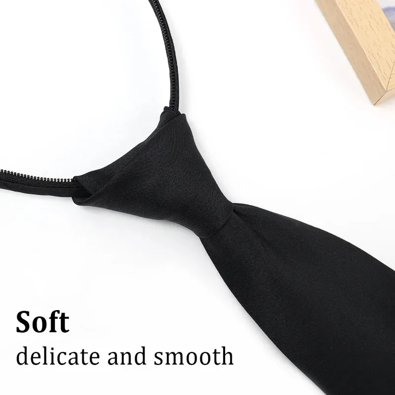 Unisex Schwarz Einfache Clip-on-Krawatte Sicherheitskrawatte – Bild 5