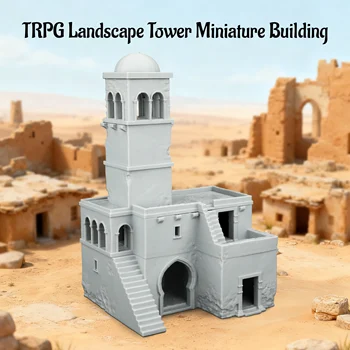 RPG Miniatur-Landschaftsturm-Modell - Fantasy-Wüstennstadt-Terrain für TTRPG-Tischrollenspiele