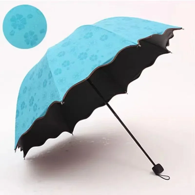 Tragbarer Kreativer Wasserblüten-Regenschirm Manuell Schwarz – Bild 2