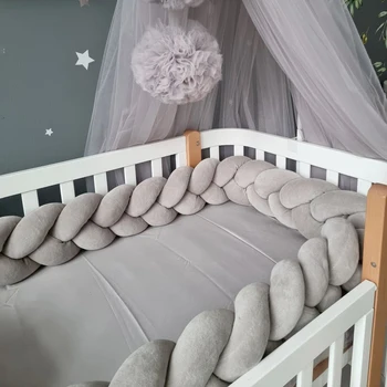 1-4M Baby Stoßstange Bett Geflecht Knoten Kissen Stoßstange für Kleinkind Krippe Schutz Kinderbett Stoßstange