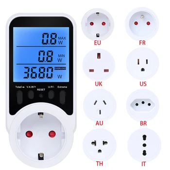 AC Power Meter Steckdose LCD Display Wattmeter Energie Tester KWH Stromverbrauch Messung Strom Spannung Power