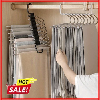 Klappbarer Hosenbügel aus Edelstahl - Mehrschichtige magische Clips & ausziehbarer platzsparender Organizer