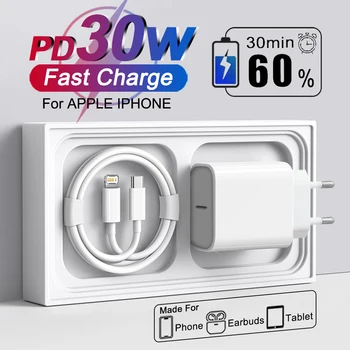 USB-C Schnellladegerät 30 W PD für iPhone, mit Typ-C Ladekabel