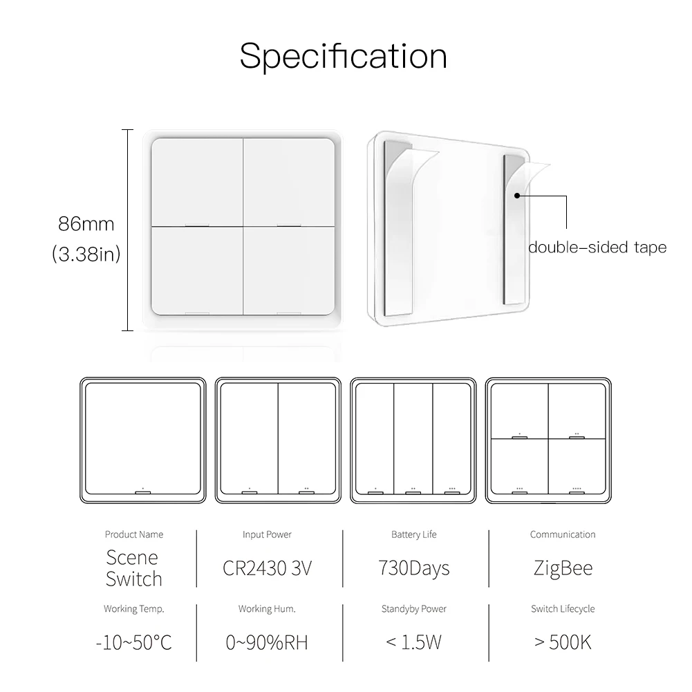 MOES 4-Gang Tuya ZigBee Wireless 12-Szenenschalter – Bild 6