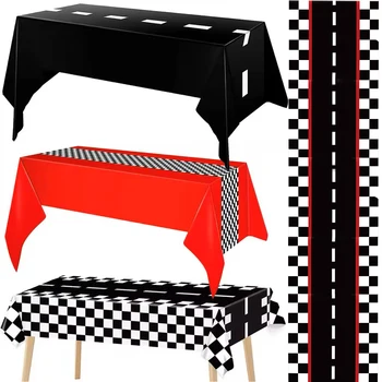 Schwarz-weiß karierte Tischdecken, karierte Flagge, Tischdecke, Tischläufer, Rennstrecke, Tischdecke