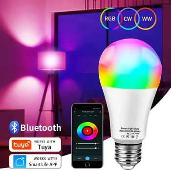 Tuya Smart LED Birne E27 APP Steuerung Dimmbare Licht Bluetooth RGB Lampe 220V Schlafzimmer Dekoration Party