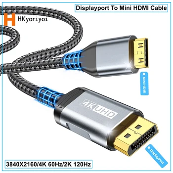DisplayPort-zu-Mini-HDMI-Kabel, 3840 x 2160 Video UHD 4K bei 60 Hz, 2K bei 120 Hz, für Desktop-Laptop