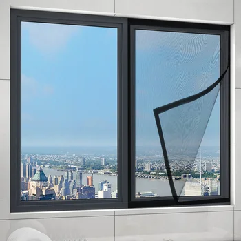 Schwarze Anti-Mücken-Fenstergitter, Fenster-Moskitonetz, selbstklebendes Netz, Anti-Insekten-Luft-Tüll