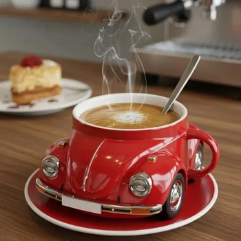 Lustige Käferförmige Kaffeetasse als Geschenk, Einzigartige Neuheit Käferförmige Kaffeetasse, Handgefertigte