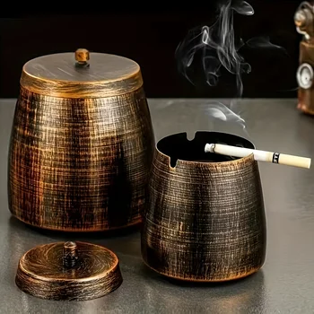 Winddichter Aschenbecher aus Metall mit Deckel - geruchlos, rauchfreies Design für den Innen