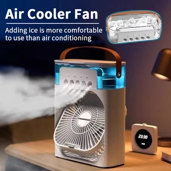 3-in-1 tragbarer Ventilator, Klimaanlage, Haushalt, Mini-Luftkühler, LED-Nachtlicht, Luftbefeuchter