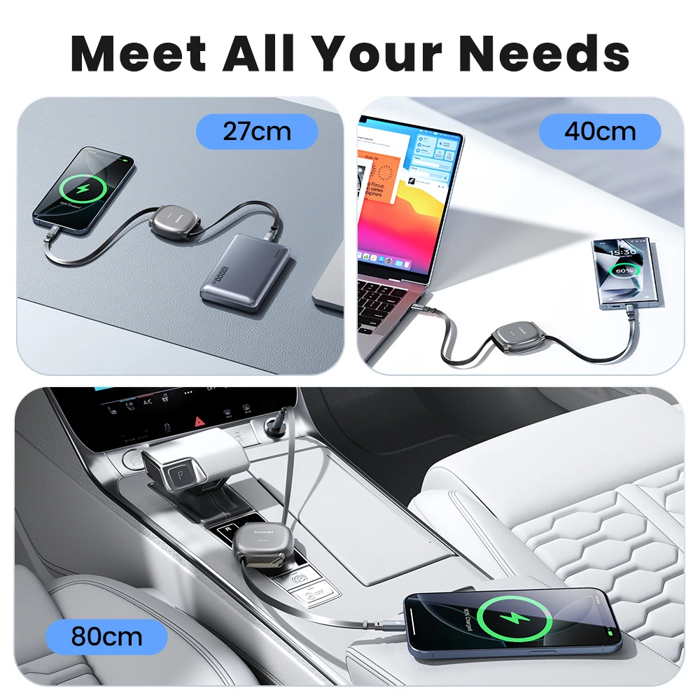 USB-C auf USB-C Kabel 100 W, einziehbar, Mini – Bild 5