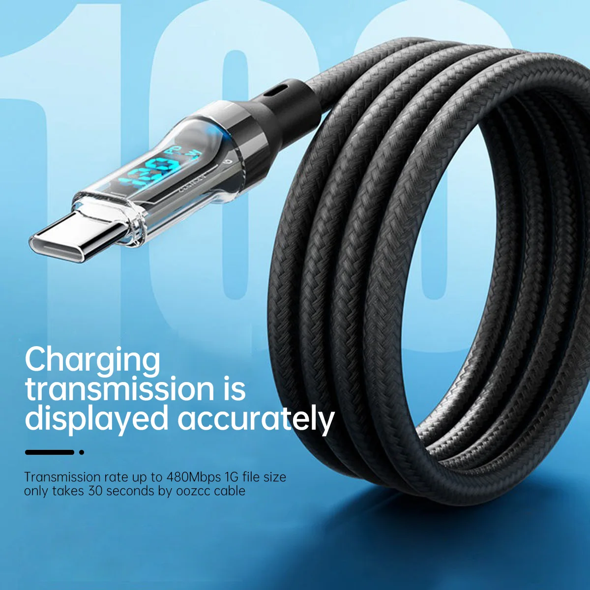 USB-A auf Lightning Kabel mit LCD-Wattanzeige für iPhone – Bild 2