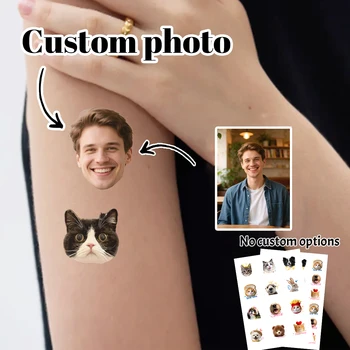 Personalisierte Tattoo-Aufkleber mit Haustierfoto, anpassbare Tattoo-Aufkleber mit Familienfotos, 2 Größen