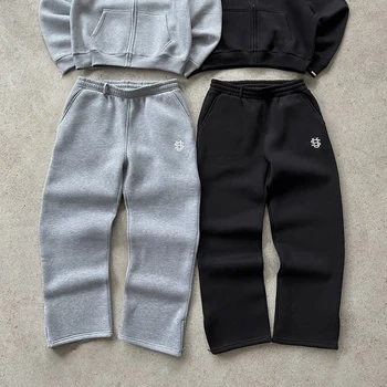 Herbst Kordelzug Zipper Jogginghose Einfarbig Casual High Street Hip-Hop Rap Straße Y2K Stil Hohe Taille Hose