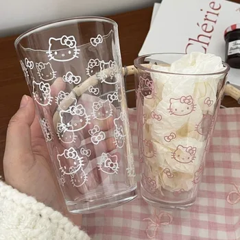 Niedlicher Cartoon-Glasbecher mit Kawaii-Katzen-Design, klares Trinkglas für Frauen und Teenager, Geschenk