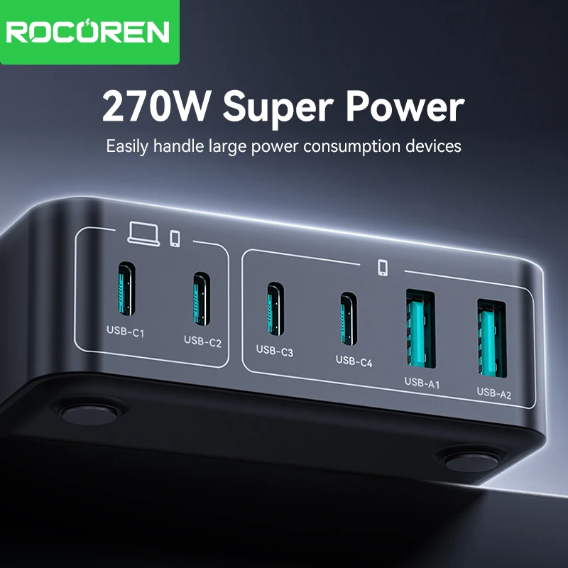 GaN USB-C Ladestation 200 W, 6-in-1, PD Schnellladen – Bild 2
