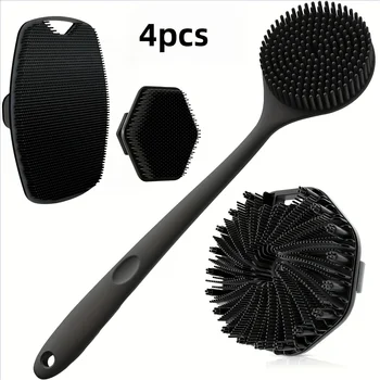 Badebürsten-Set. Weiche Silikon-Badebürste mit rutschfestem Griff, leicht zu reinigen und zu spülen, perfekt