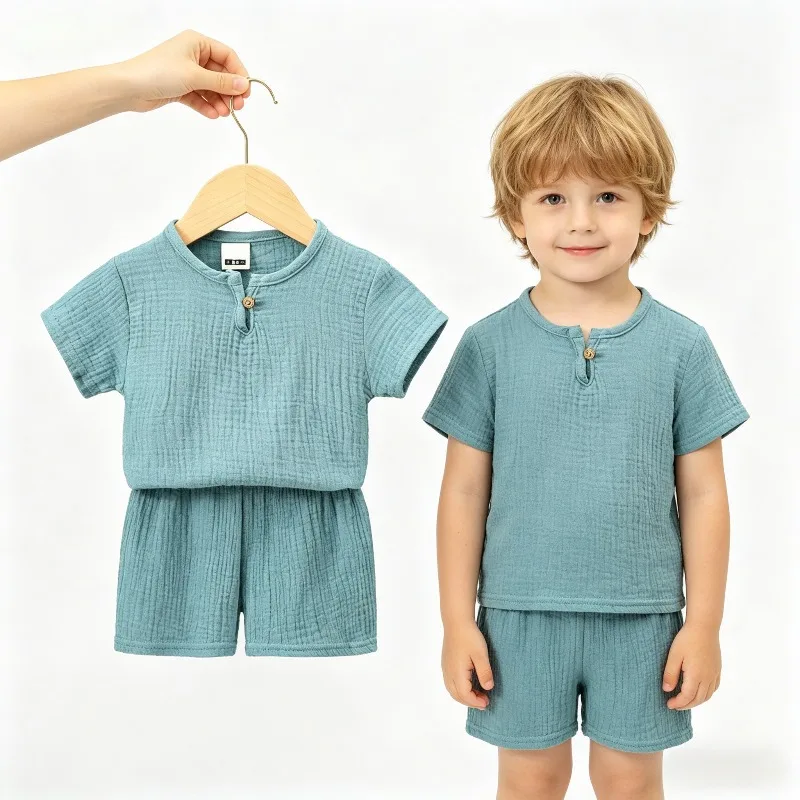 0-5Y Jungen Mädchen Kleidung Sets Sommer Solide Baumwolle – Bild 2