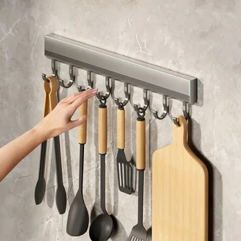 Küche Lagerung Rack Aluminium Legierung Haken Rack Wand Montiert Küche Utensil Lagerung Rack Bad Robe Handtuch