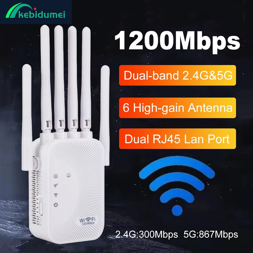 Kebidumei 1200/300Mbps Wifi Repeater Verstärker 2,4G 5G