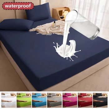 100 % wasserdichte Matratzenbezüge, verstellbare Bettwäsche mit Gummiband, Einzelbett, Doppelbett, King Size