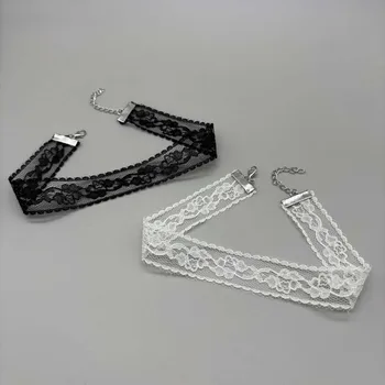 Kurze Spitze Halsband Halskette für Frauen Mädchen Schwarz Weiß Farbe Mode Romantische Halskette Geschenk