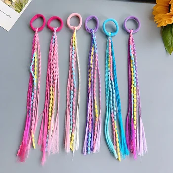 Schöne Mädchen geflochtene Perücke Pferdeschwanz Stirnband Gummi Haarbänder Kinder Haarschmuck