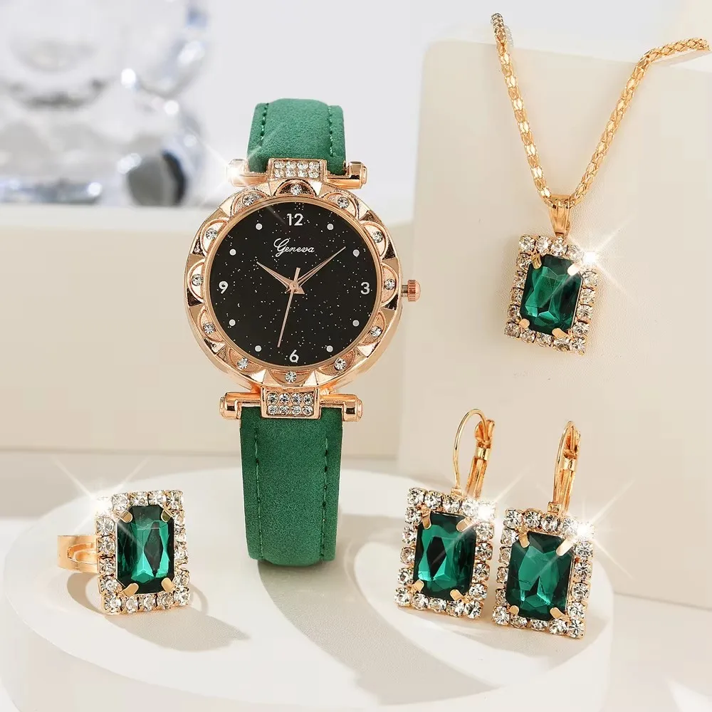 Damenuhren 5-teiliges Set Luxus Strass Damenmode Elegante – Bild 4