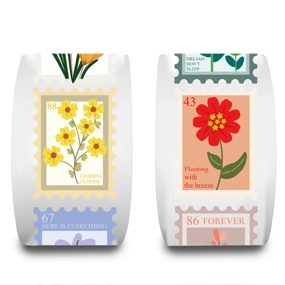 500PCS Blume Briefmarken Rolle Aufkleber Harajuku Cartoon Y2k – Bild 3