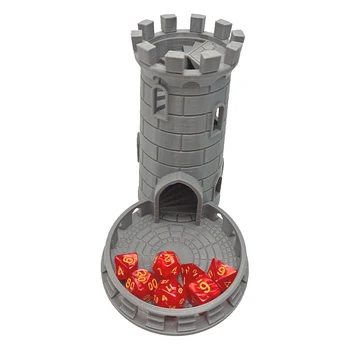 DND Mittelalterlicher Würfelturm Twister-Zubehör für Rollenspiele, Brettspiele, Tischplatte, rollendes