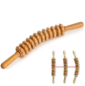 Holz-Rollen-Massagestab, Handgetriebe-Werkzeug, 12-Rad-Rollwerkzeug, biegsamer Rollen-Triggerpunkt aus reinem