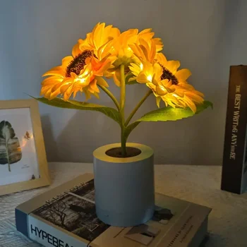 3-LED-Nachtlicht, wiederaufladbar, Sonnenblumen-Lichter, Innenbeleuchtung, Schlafzimmer, Nachttisch