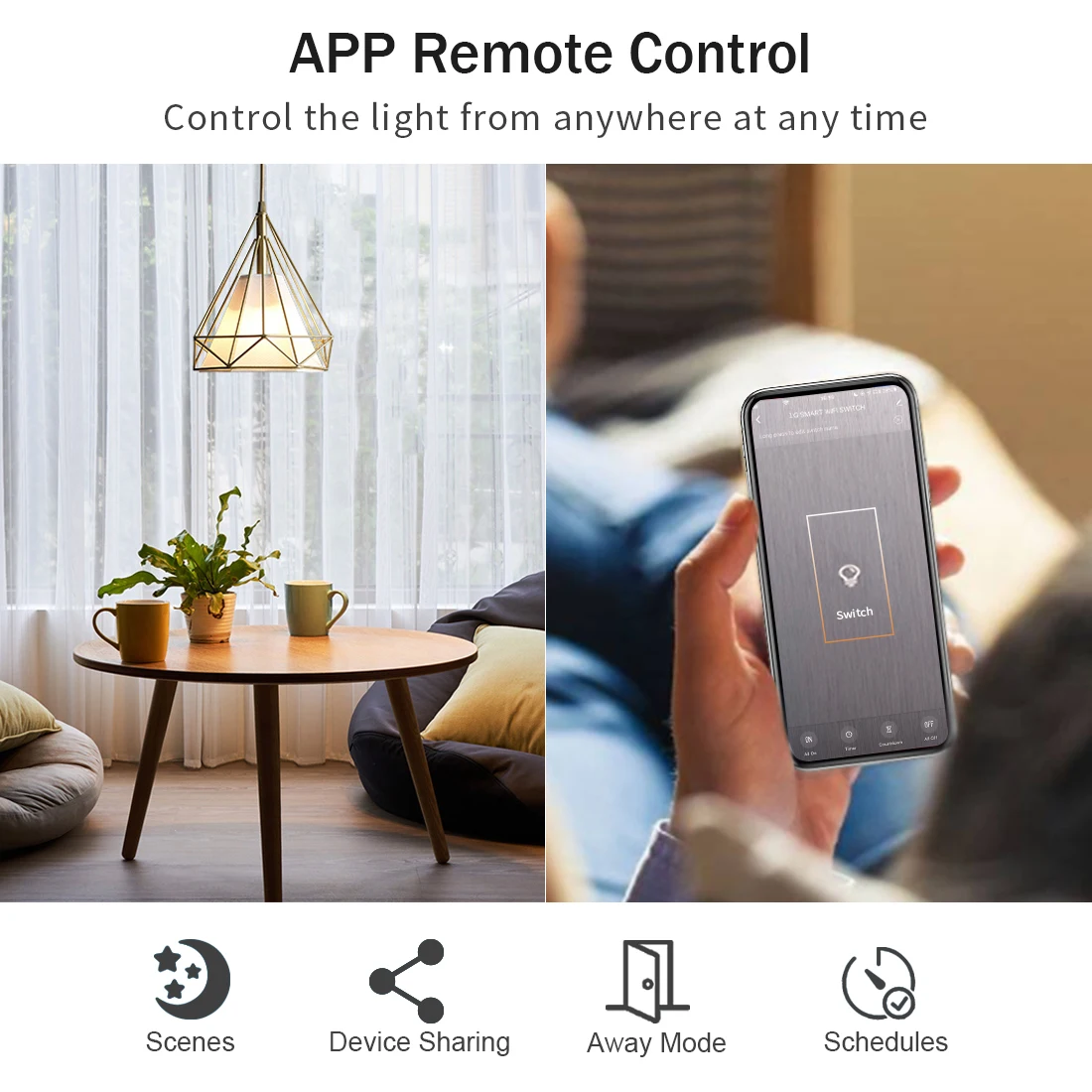 Tuya WiFi US Smart Lichtschalter Wand-Touch-Schalter – Bild 3