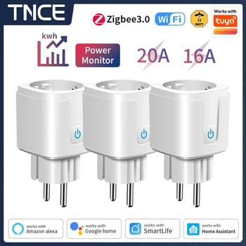 TNCE Tuya WiFi/Zigbee Smart Plug 16A/20A EU Smart Steckdose Mit Power Überwachung Timing Funktion Arbeit