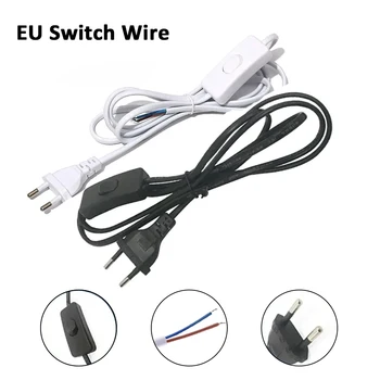 Weiß/Schwarz EU Stecker taste 303 schalter netzkabel 2pin draht schreibtisch lampe schalter kabel AC 220 V