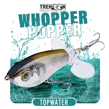 TREHOOK 9g/16g Topwater Whopper Popper Angelköder Rotierender Doppelpropeller Schwanz Künstlicher Köder
