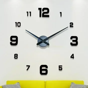 Digitale Uhr, Wanduhr, Wohnzimmer, großer Garten, Acryl, Spiegelaufkleber, Dekoration, Dekoration