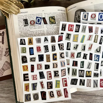 Vintage-Alphabet-Buchstabenaufkleber, geeignet für Scrapbooking, Tagebücher, Planer - 4 Blatt (181 Stück)