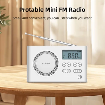 AIBEN C5S Mini tragbares Radio Handheld wiederaufladbarer digitaler FM-USB-Ladeanschluss Gerätelautsprecher