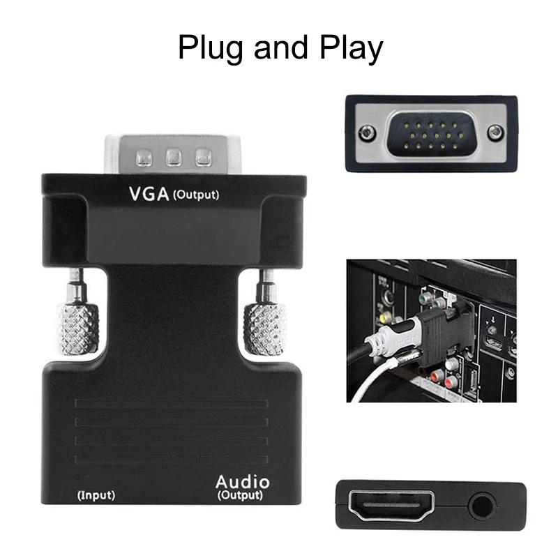 HDMI-Kompatibel Zu VGA Adapter Konverter TV Box 1080P PC Aux – Bild 2