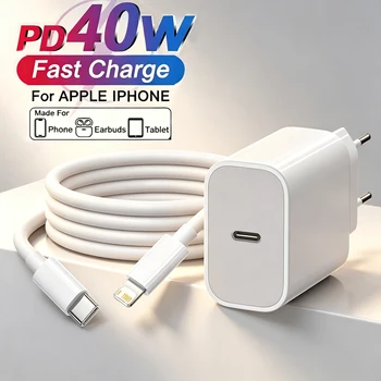 USB-C Ladegerät 40 W PD mit Schnellladekabel für iPhone