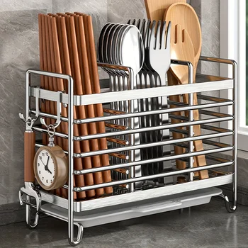 Wandmontierter Utensilienhalter ohne Bohren. Platzsparender Organizer aus Edelstahl für Küchenbesteck, ideal