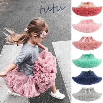Tutu-Röcke für kleine Mädchen, schwarz, flauschiger Tüll, Prinzessin, Ballkleid, Pettiskirt, Ballett, Tanz