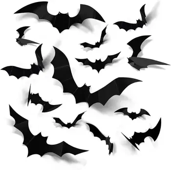 Halloween Dekoration 3d Fledermaus Wand Aufkleber Dekoration Möbel Fenster Hof Logo Outdoor Rasen (12 Stück)